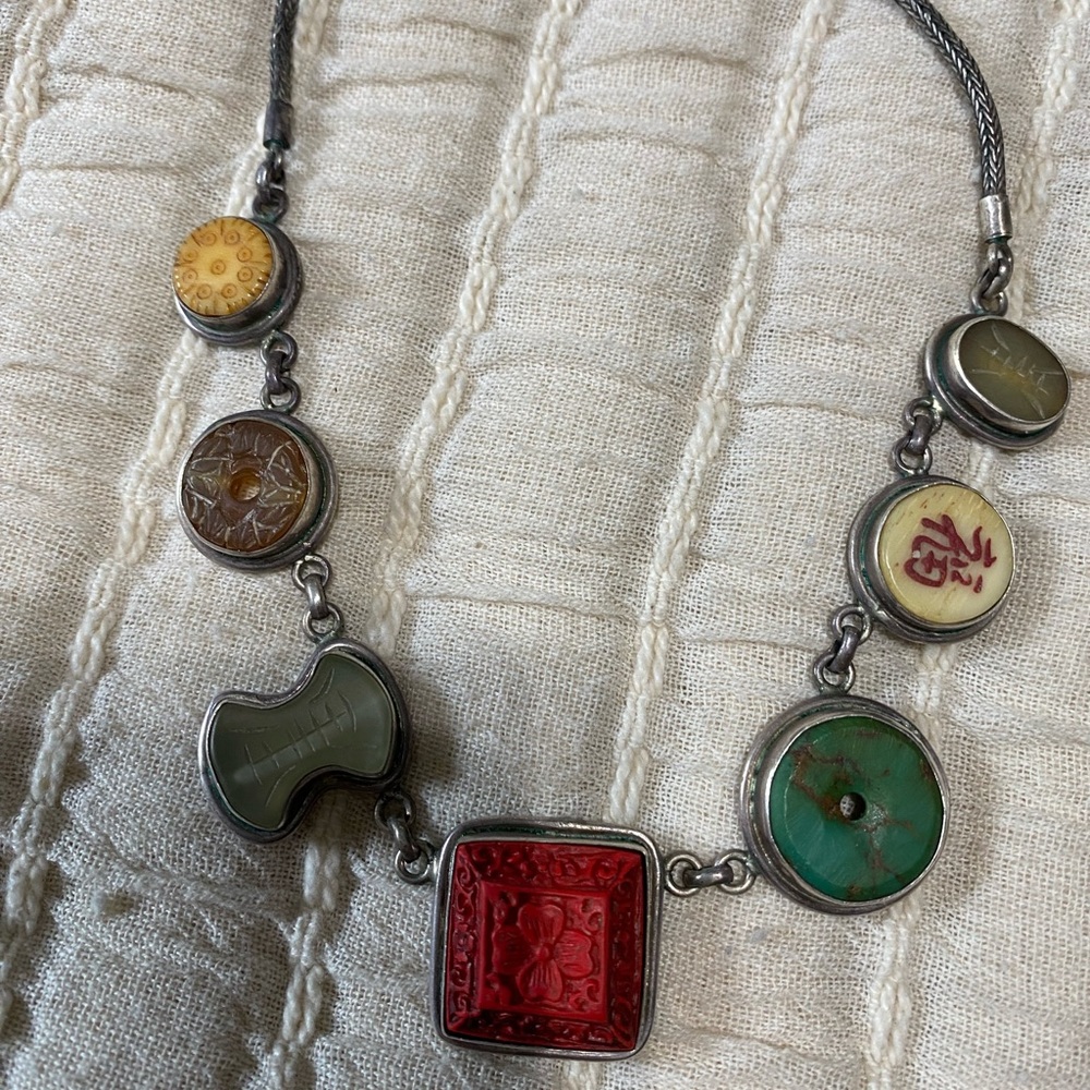 Sterling necklace with stones.